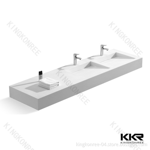 Custom White Solid Surface Stone One Piece Bathroom Vanity with Sink (KKR-V1409103)